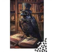 Steampunk Raven Scholar 1000 Piece Jigsaw Puzzle Bundle for Jigsaw Enthusiasts Sturdy Cardboard Home Decoration Wall Display Gift for Whole Family Weekend Fun 52x38cm/1000pcs