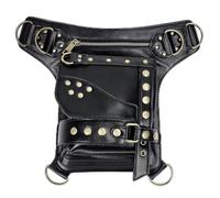 Steampunk Rivet PU Leather Drop-Leg Bag, Multi-Way Chest/Waist/Thigh Crossbody Pack with Adjustable Harness for Festival Freeing Hands