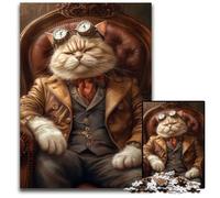 Steampunk Royal Cat Jigsaw Puzzles for Adults 1000 Jigsaw Puzzles for Adults Challenging DIY Brain Teaser for Teenagers 1000 PCS(75x50cm)