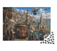 Steampunk San Francisco Jigsaw Puzzle 1000 Pieces, Family Game Night