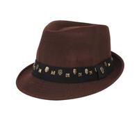 Steampunk Short Brim Fedora Skull Studded Top Hat 1920s Panama Jazz Dance Trilby Hat Retro Disco Cap Gothic Rock Western Cowboy Cap for Men Women Halloween Costume Cosplay Dress Up Party