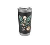 Steampunk Skeleton Fairy with Clock Stainless Steel Insulated Tumbler