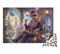 Steampunk Skeleton Overlord 500 Piece Wooden Jigsaw Puzzle,Stress Relief,Impossible Challenge,Gift Idea,Home Wall Decor,Wood,Educational Toy,Adults & Kids 14+ (52x38cm)