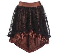 Steampunk Skirt for Corset Women, Women's Gothic Dress Layered Chiffon Skirts Ladies Asymmetrical Lace Skirt Victorian Vintage Skirts Halloween Outfit Medieval Renaissance Cosplay Costume