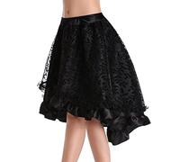 Steampunk Skirt for Corset Women, Women's Gothic Dress Layered Chiffon Skirts Ladies Asymmetrical Lace Skirt Victorian Vintage Skirts Halloween Outfit Medieval Renaissance Cosplay Costume