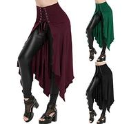 Steampunk Skirt Women's Punk Rock Gothic Skirt Irregular Hem Maxi Skirt Renaissance Vintage Retro Skirts High Waist Victorian Medieval Skirt Cosplay Halloween Carnival Costume, red, XXL