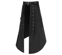 Steampunk Skirts for Men Gothic Medieval Punk Skirt Scottish Kilts Rock Skorts Open Front Asymmetrical Half Dress Belt Buckle Adjustable Uniform Classic Skort Carnival Halloween Cosplay Costumes S-4XL