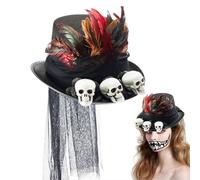 Steampunk Skull Hat Cosplay Steampunk Halloween Hat Cosplay Costume Skull Black Mesh Hat Punk Steam Top Hat Women Accessories