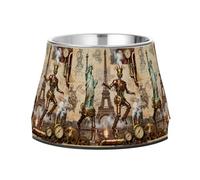 Steampunk Statue of Liberty & Eiffel Tower Dogs Water Bowl Elevated Stainless Steel Water Food Bowl for Small Pet Whisker Friendly