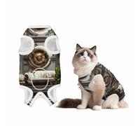 Steampunk Style 3D Rendering Dog Surgery Suit Recovery Suit, 100% Cotton Breathable Full Body Dog & Cat Surgical Suit with Cute Prints, Male & Female Pets Medium