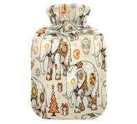 Steampunk-Style Elephants Orange Black Travel hot Water Bottle with Soft Cover, 1L Warm Compress for Sore Muscle,Sore Muscle,Bolsa de agua Caliente para el Dolor
