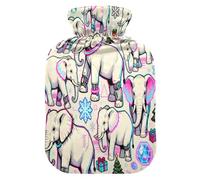 Steampunk-Style Elephants Pink Black hot Water Bottles with Soft Cover, 2L hotwater Bag for Menstrual Cramps,Menstrual Cramps,Bolsa para cólicos menstruales