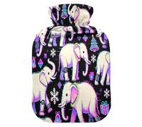 Steampunk-Style Elephants Purple and Black Water Bottle for hot Water with Soft Cover, 1L Water Bag for Arthritis,Arthritis,Bolsa Caliente para Dolores Menstrual