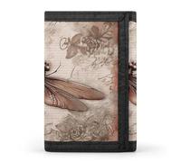 Steampunk Style Slim Wallets for Men Money Clip Card Holder Wallet Men's Trifold Wallet And Coin Pocket, Dragonfly Bee, One Size, Modern