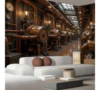 Steampunk Style Wall Mural Wallpaper Non-Woven 3D Retro Machinery Photo Wallpaper Mural for Bedroom Living Room - Art Print Wall Decoration Poster Picture Design 300x210 cm(WxH) 1468o