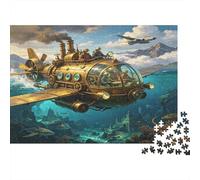 Steampunk Submarine 1000 Piece Jigsaw Puzzle Paper for Adults Underwater Exploration Relaxation Focus Home Decor 70x50cm/1000pcs