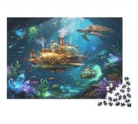 Steampunk Submarine 1000 Piece Jigsaw Puzzle Paper for Adults Underwater Fantasy World Puzzle Game for Family Relaxation Home Decor Focus Gift 70x50cm/1000pcs