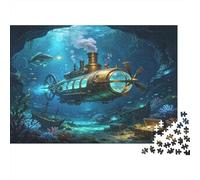 Steampunk Submarine 1000 Piece Jigsaw Puzzle Underwater Adventure 1000 Pieces Puzzle Game Cardboard for Adults Focus Relax Home 52x38cm/1000pcs