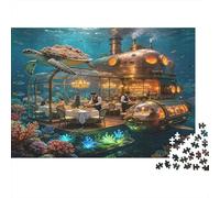 Steampunk Submarine 1000 Piece Jigsaw Puzzle Underwater Restaurant Scene for Adults Paper Puzzle Game Family Relaxing Home Decoration Gift 70x50cm/1000pcs