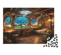 Steampunk Submarine Cabin 1000 Piece Jigsaw Puzzle for Adults Underwater Scene Paper Puzzle Game Family Relaxation Focus Decor Gift 70x50cm/1000pcs
