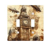 Steampunk Switch Cover Plates Big Ben Vintage Design Brown Home Decor Wall Plates Thermoplastic Wall Plates Standard Size Double Rocker