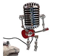 Steampunk Table Lamp - Standable Vintage Microphone Guitar Robot Table Lamp LED Bulbs | Sturdy Retro Ornaments, Home, Desk, Bookshelf, Bedside Table