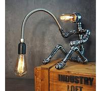 Steampunk Table Lamp Water Pipe Robot Vintage Industrial Style Desktop Table Lamp for Bedside Cafe Bar Night Light Desk Decorations Birthday New Year Gifts