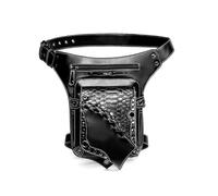 Steampunk Thigh Holster Bag, Gothic Drop Leg Purse with Waist Strap, Women's Crossbody Messenger, Black PU Leather Freeing Hands