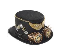 Steampunk Top Hat - Folding Gothic Headpiece with Goggles Wings & Gears | Unisex Victorian Industrial Party Accessory, Halloween Cosplay Costume, Retro Gear Decor