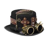 Steampunk Top Hat for Men, Gothic Steampunk Hats for Men, Halloween Hat with Removable Glasses - Steampunk Accessories, Costume Accessories for Adults Men