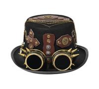 Steampunk Top Hat for Men Specspunk Deluxe Hats with Glasses Adult Top Hats for Carnival Cosplay Halloween Costume Headwear Hat with Removable Protective Glasses for Adults Men