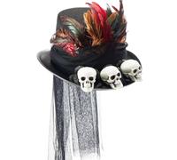 Steampunk Top Hat - Gothic Halloween Hat, Skulls Are Offended | Headgear Black Mesh for Costume and Cosplay, Unisex Design Fits Main Size 56-58cm for Masked
