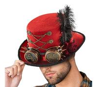 Steampunk Top Hat - Steam Punk Costume Hat with Glasses Design - Adjustable Felt for Teen Renaissance Fairs and Circus Shows