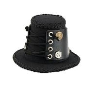 Steampunk Top Hat Vintage Gear Goth Halloween PU Little Cap Prom Headwear (black pu)