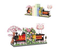Steampunk Train Bookend Building Blocks Set, Steam Locomotive Retro Steam Locomotive with Tracks, DIY Bookshelf Insert Blocks Decor Collection Model Bricks(2665PCS)