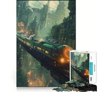 Steampunk Train in Cityscape 1000 Piece Jigsaw Puzzle for Teenagers Mind Game Toy Stress Release Neat Cut Artistic Gift 38x26cm