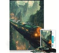 Steampunk Train in Cityscape 1000 Piece Jigsaw Puzzles for Adults Memory Boost Family Joy Pattern Assembly Santa Wish Pick 38x52cm