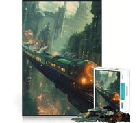 Steampunk Train in Cityscape Jigsaw Puzzle for Adults 1000 Pieces Mind Exercise Toy Together Fun Precision Cut Unique Gift 50x75cm