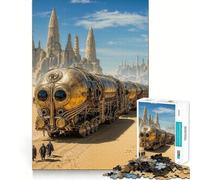Steampunk Train in Desert 1000 Piece Jigsaw Puzzle for Teenagers Recall Upgrade Calm Mind Clear Cut Art Collectible 38x52cm