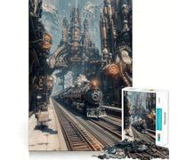 Steampunk Train Station 1000 Piece Jigsaw Puzzles for Adults Jigsaw Think Toy Calm Relax Clean Cut Wall Art Decor 38x52cm