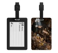 Steampunk Train Wreck Luggage Tags for Suitcases Personalized Luggage Tags Business Card Holder Travel ID Bag Tag with Address Card Quick Spot Baggage Identifier for Carry On