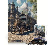 Steampunk Vehicle in Ornate Cityscape 1000 Piece Jigsaw Puzzles for Teenagers Smart Game Bonding Time Image Assembly Fine Art Piece 50x75cm