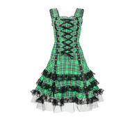 Steampunk Vintage Dresses Women's Midi Sleeveless Medieval Dress with Lace, Gothic Mesh Clothing High Waist A-line Strap Dress Carnival Pleated Dress Halloween Costume Fancy Dress Outfit