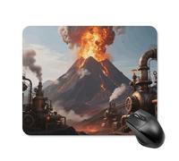 Steampunk Volcano Mouse Pad Square Mice Mat Waterproof Computer Mousepad with Non-Slip Rubber Base Wireless Mice Pad for Laptop Office Home Personalized Gaming Mousepad 20 * 25cm