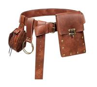Steampunk Waist Bag Belt with Phone Pouch, Medieval Renaissance Cosplay Accessory for Men and Women, PU Leather Fantasy Pouch(Brown)