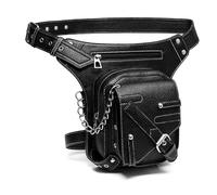 Steampunk Waist Bag, Gothic Motorcycle Leg Pack, Adjustable Crossbody Shoulder, PU Leather Drop Thigh Holster Freeing Hands