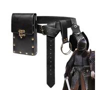 Steampunk Waist Bag with Chain, Retro PU Leather Belt Bag for Halloween, Motorcycle and Renaissance Costumes, Stylish Leg Bag for Festivals, Cosplay and Daily Clothing, black, see description, See