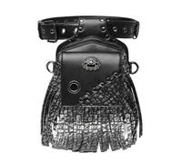 Steampunk Waist Bag with Tassels, Gothic Fanny Pack Crossbody, PU Leather Shoulder for Cosplay and Daily Use Freeing Hands