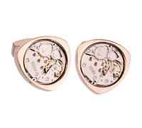 Steampunk Watch Movement Gear Triangular Cufflinks Rose Gold
