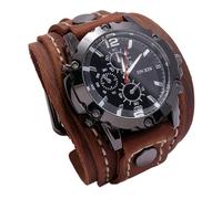 Steampunk Watch, Retro Style Wide Strap Band Leather Cuff Watch Band, Soft and Flexible Quartz Watches for Men, Great Gift for Lover, Families and Friends.